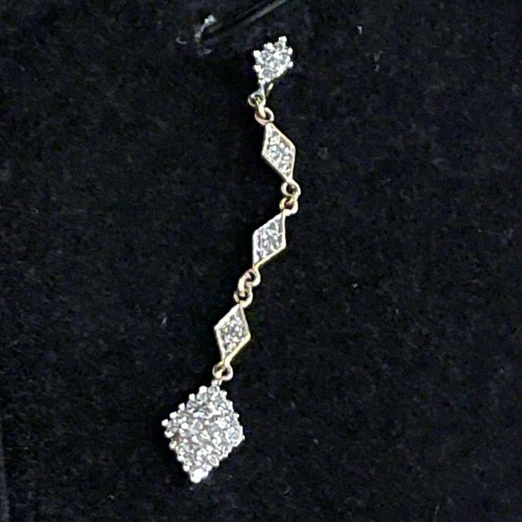 Beautiful Solid 10K YELLOW GOLD 1cttw LONG DIAMOND PENDANT NOT SCRAP. - Picture 5 of 11